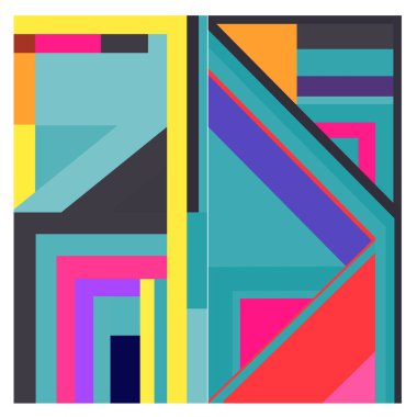 Kaynak için vektör renkli geometrik ve eğri arkaplan deseni