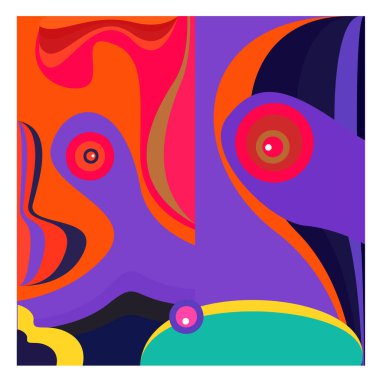 Kaynak için vektör renkli geometrik ve eğri arkaplan deseni