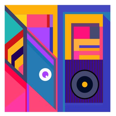 Kaynak için vektör renkli geometrik ve eğri arkaplan deseni