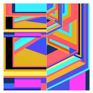 Kaynak için vektör renkli geometrik ve eğri arkaplan deseni