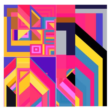 Kaynak için vektör renkli geometrik ve eğri arkaplan deseni