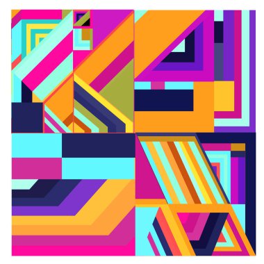 Kaynak için vektör renkli geometrik ve eğri arkaplan deseni