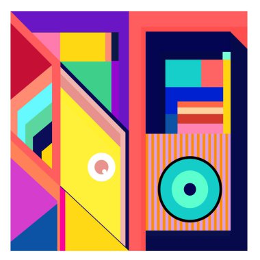 Kaynak için vektör renkli geometrik ve eğri arkaplan deseni