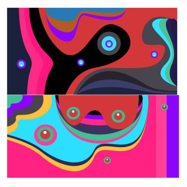 Kaynak için vektör renkli geometrik ve eğri arkaplan deseni