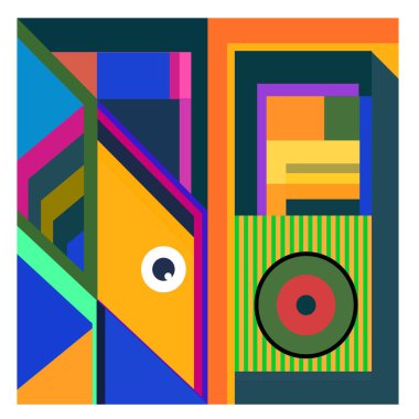 Kaynak için vektör renkli geometrik ve eğri arkaplan deseni