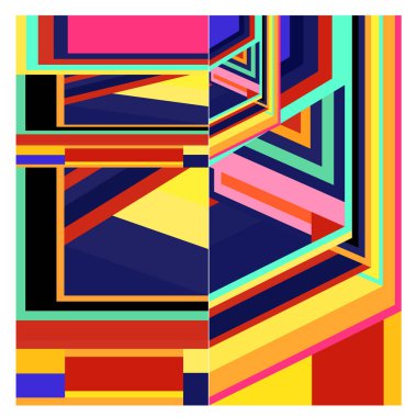 Kaynak için vektör renkli geometrik ve eğri arkaplan deseni