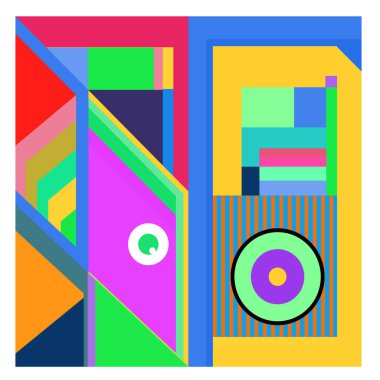 Kaynak için vektör renkli geometrik ve eğri arkaplan deseni