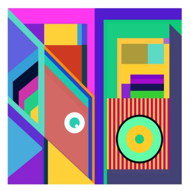 Kaynak için vektör renkli geometrik ve eğri arkaplan deseni