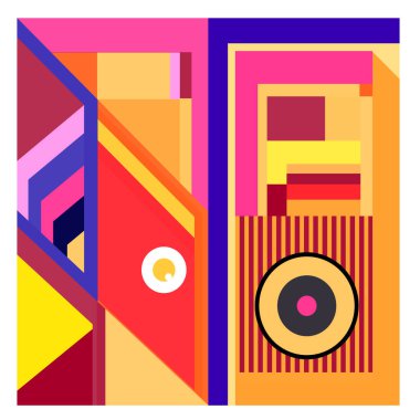 Kaynak için vektör renkli geometrik ve eğri arkaplan deseni