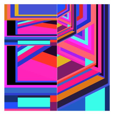 Kaynak için vektör renkli geometrik ve eğri arkaplan deseni