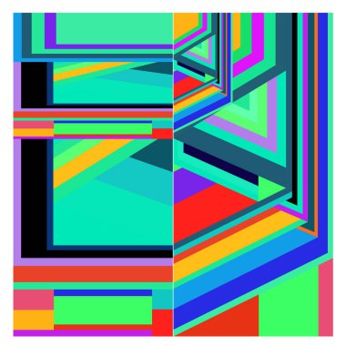 Kaynak için vektör renkli geometrik ve eğri arkaplan deseni