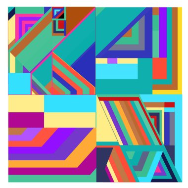 Kaynak için vektör renkli geometrik ve eğri arkaplan deseni