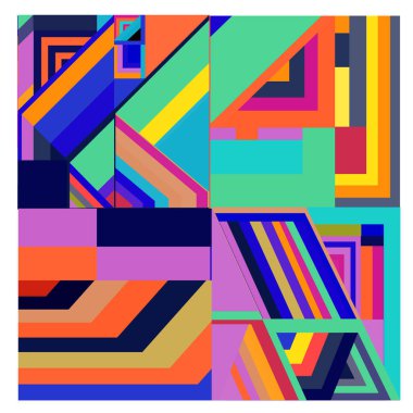 Kaynak için vektör renkli geometrik ve eğri arkaplan deseni