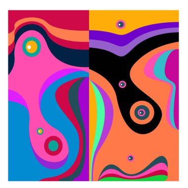 Kaynak için vektör renkli geometrik ve eğri arkaplan deseni