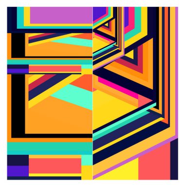 Kaynak için vektör renkli geometrik ve eğri arkaplan deseni