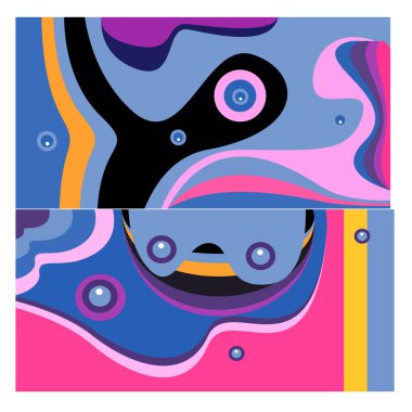 Kaynak için vektör renkli geometrik ve eğri arkaplan deseni