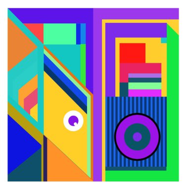 Kaynak için vektör renkli geometrik ve eğri arkaplan deseni