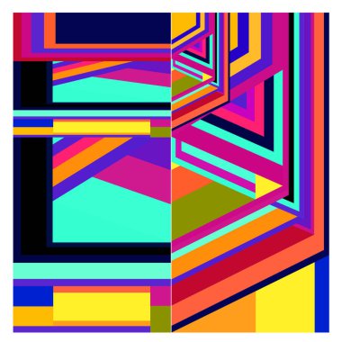 Kaynak için vektör renkli geometrik ve eğri arkaplan deseni