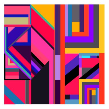 Kaynak için vektör renkli geometrik ve eğri arkaplan deseni