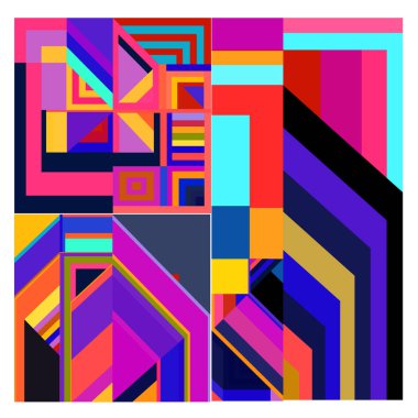 Kaynak için vektör renkli geometrik ve eğri arkaplan deseni