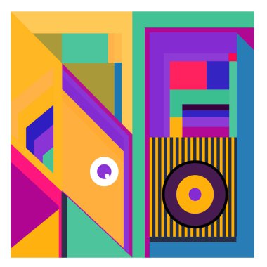 Kaynak için vektör renkli geometrik ve eğri arkaplan deseni