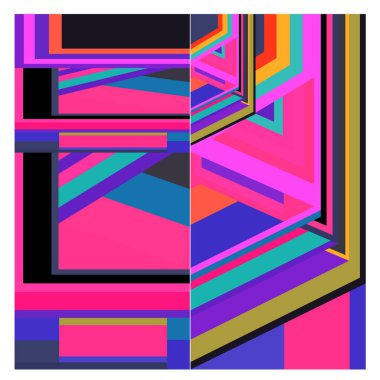 Kaynak için vektör renkli geometrik ve eğri arkaplan deseni