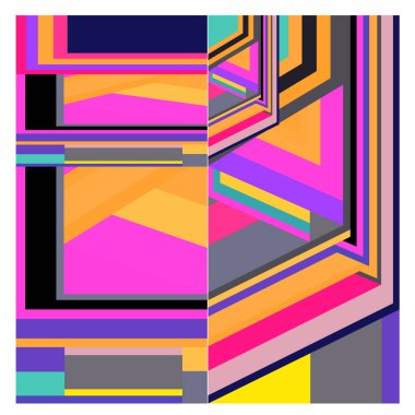 Kaynak için vektör renkli geometrik ve eğri arkaplan deseni