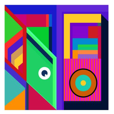 Kaynak için vektör renkli geometrik ve eğri arkaplan deseni