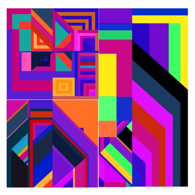 Kaynak için vektör renkli geometrik ve eğri arkaplan deseni