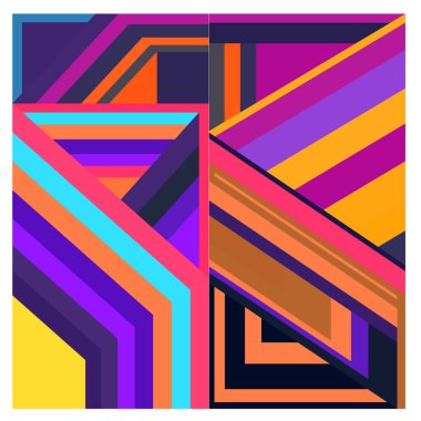 Kaynak için vektör renkli geometrik ve eğri arkaplan deseni