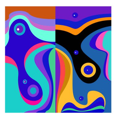 Kaynak için vektör renkli geometrik ve eğri arkaplan deseni