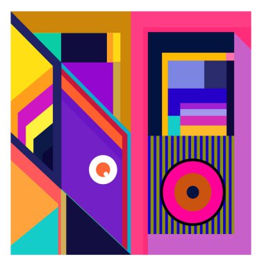 Kaynak için vektör renkli geometrik ve eğri arkaplan deseni