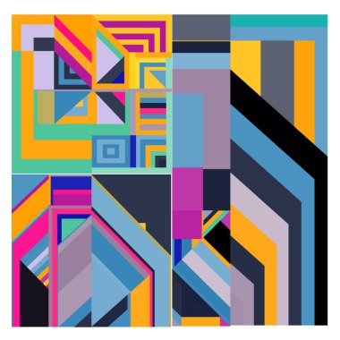 Kaynak için vektör renkli geometrik ve eğri arkaplan deseni