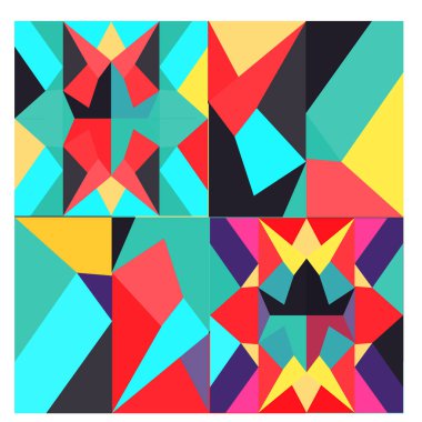 Kaynak için vektör renkli geometrik ve eğri arkaplan deseni