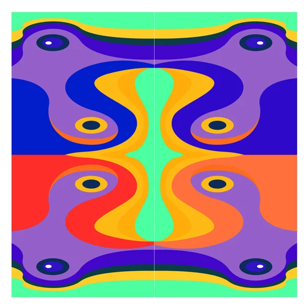 Vektorfarbenes Geometrisches Und Kurvenreiches Hintergrundmuster Für Feed — Stockvektor