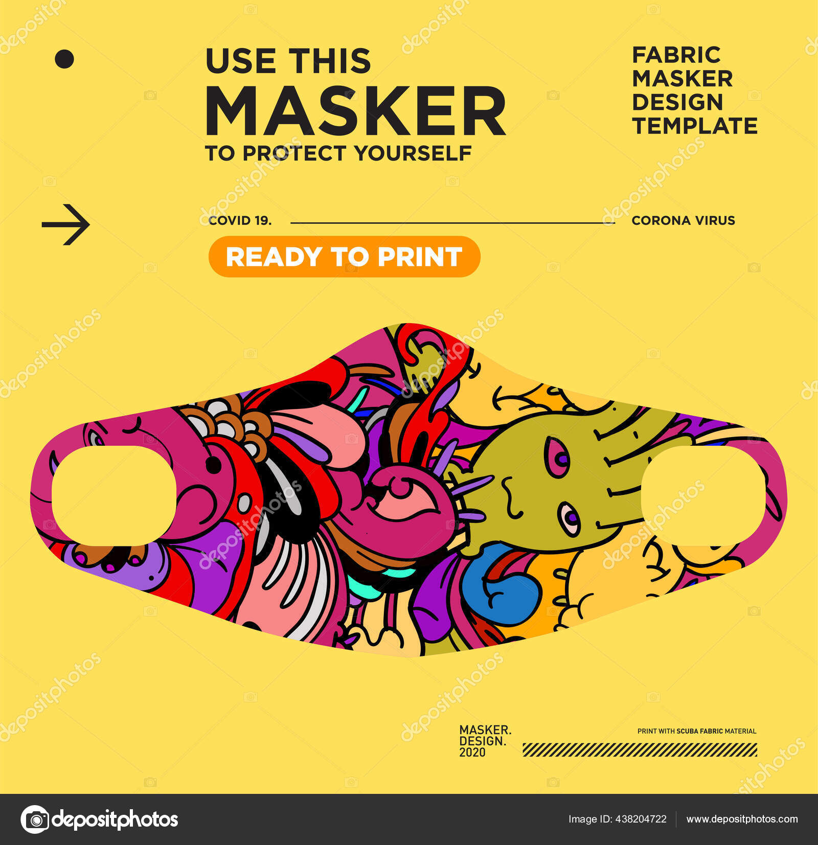 Vector Colorful Abstract Fabric Masker Ready Viruses Stock Illustration #438204722