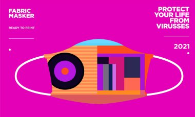 Renkli vektör soyut kumaş maskesi Corona virüsleri için yazdırmaya hazır