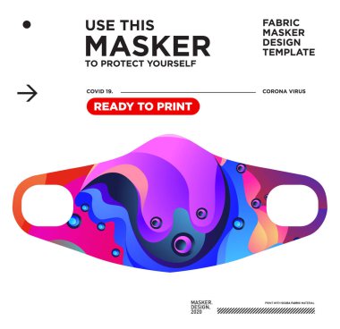 Renkli vektör soyut kumaş maskesi Corona virüsleri için yazdırmaya hazır 
