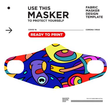 Renkli vektör soyut kumaş maskesi Corona virüsleri için yazdırmaya hazır 