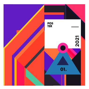 Poster ve afiş tasarım şablonları için vektör geometrik renkli desen