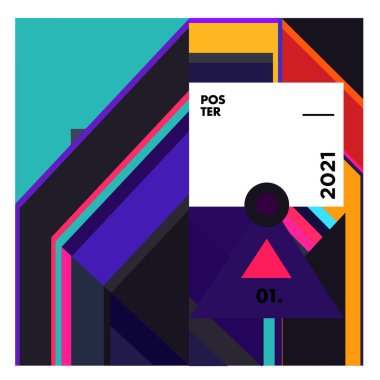 Poster ve afiş tasarım şablonları için vektör geometrik renkli desen