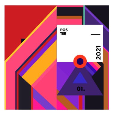 Poster ve afiş tasarım şablonları için vektör geometrik renkli desen