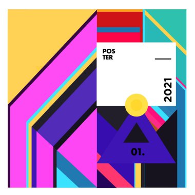 Poster ve afiş tasarım şablonları için vektör geometrik renkli desen
