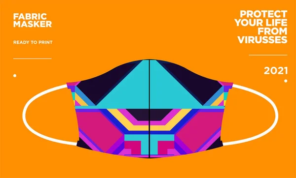 Vektor Färgglada Abstrakt Tyg Masker Redo Att Skriva För Corona — Stock vektor