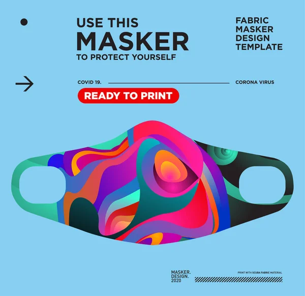 Masque Tissu Abstrait Vectoriel Coloré Prêt Imprimer Pour Les Virus — Image vectorielle