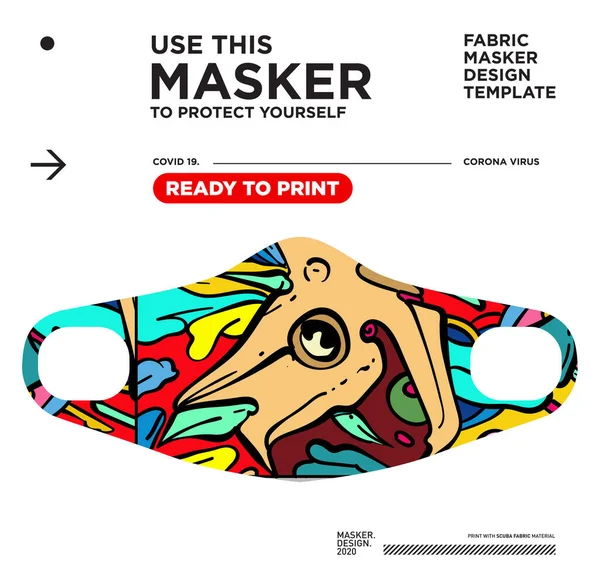 Vector Colorful Abstract Fabric Masker Ready Print Corona Viruses — Stock Vector