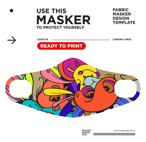 Vektorový Barevný Abstraktní Textilní Maskér Připravený Tisku Pro Viry Korony — Stockový vektor