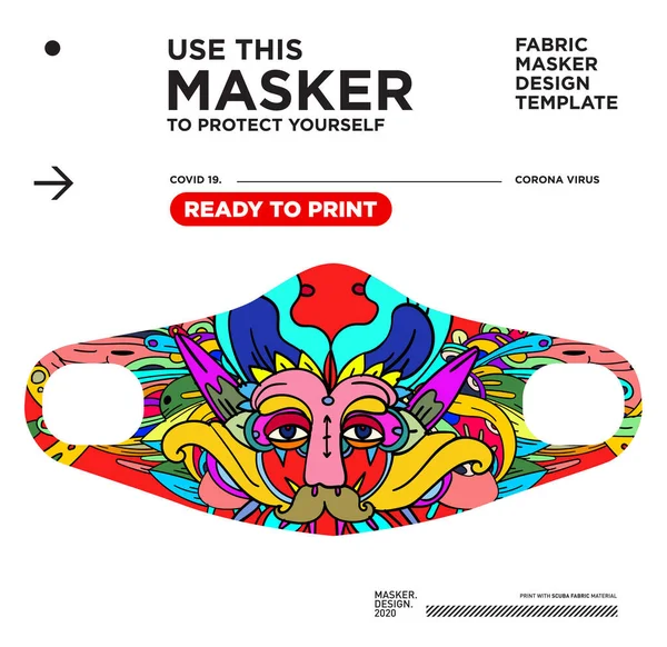 Masque Tissu Abstrait Vectoriel Coloré Prêt Imprimer Pour Les Virus — Image vectorielle