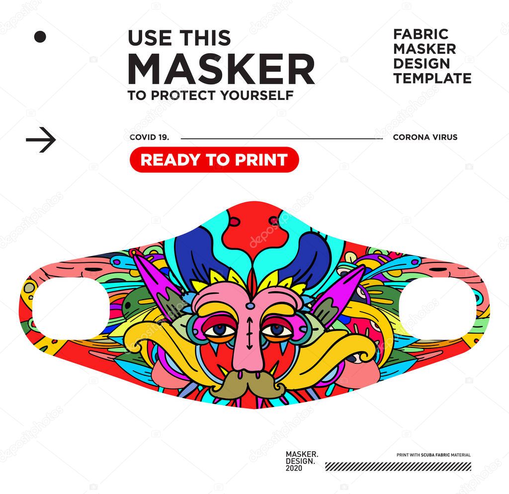 Vector colorful abstract fabric masker ready to print for corona viruses 