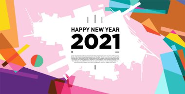 2021 yılındaki parti ve kutlamalar için vektör soyut geometrik arkaplan